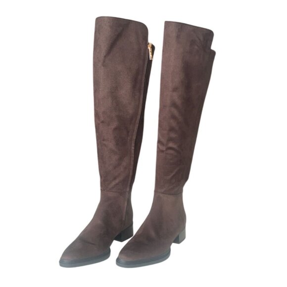 Michael Kors Lex Chocolate Brown Suede Side Zip Over the Knee Boots Size 7.5 New - Picture 2 of 11